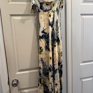 Floral Maxi Dress in Cream and Green